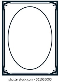 Oval border photo frame deco. Vector simple vertical line signboard