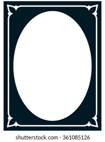 Oval border photo frame deco. Vector simple vertical line signboard