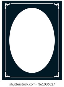 Oval border photo frame deco. Vector simple vertical line signboard