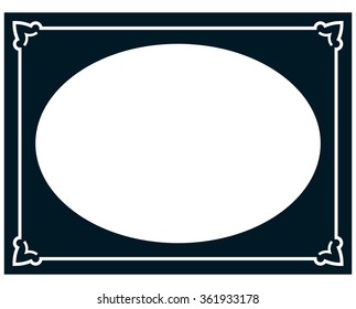 Oval border photo frame deco. Vector simple vertical line signboard