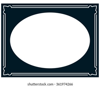 Oval border photo frame deco. Vector simple vertical line signboard