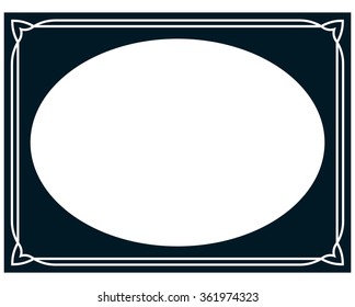 Oval border photo frame deco. Vector simple vertical line signboard