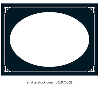 Oval border photo frame deco. Vector simple vertical line signboard