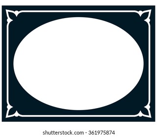 Oval border photo frame deco. Vector simple vertical line signboard