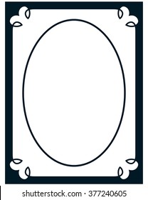 Oval border photo frame deco. Vector simple vertical line signboard
