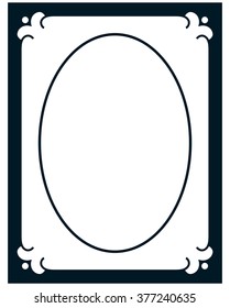 Oval border photo frame deco. Vector simple vertical line signboard