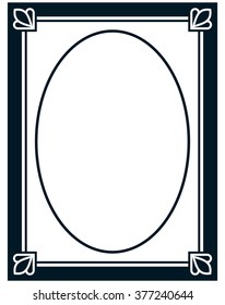 Oval border photo frame deco. Vector simple vertical line signboard