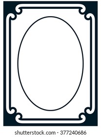 Oval border photo frame deco. Vector simple vertical line signboard