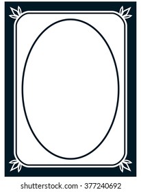 Oval border photo frame deco. Vector simple vertical line signboard