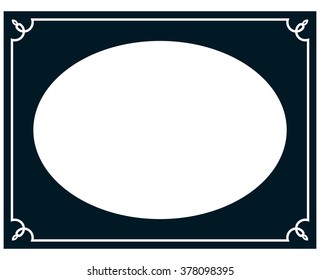Oval border photo frame deco. Vector simple vertical line signboard