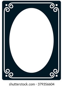 Oval border photo frame deco. Vector simple vertical line signboard