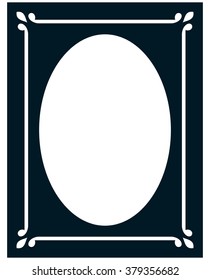Oval border photo frame deco. Vector simple vertical line signboard