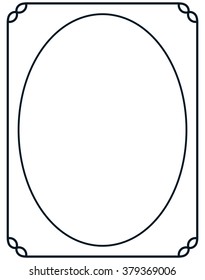 Oval border photo frame deco. Vector simple vertical line signboard