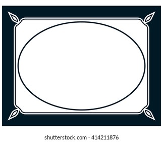 Oval border photo frame deco. Vector simple vertical line signboard