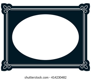 Oval border photo frame deco. Vector simple vertical line signboard