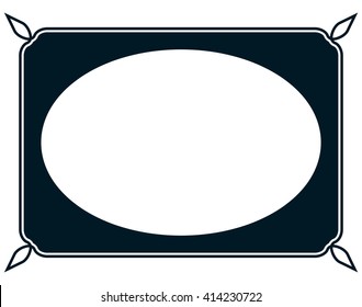 Oval border photo frame deco. Vector simple vertical line signboard