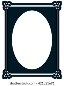 Oval border photo frame deco. Vector simple vertical line signboard