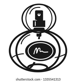 Oval bottle of perfume icon. Simple illustration of oval bottle of perfume vector icon for web design isolated on white background