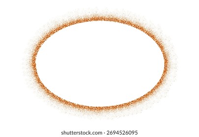 Marco de brillo de bronce oval aislado en blanco. Elegante borde de confeti brillante. Vector Plantilla festiva.