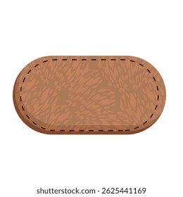 Etiqueta de couro marrom oval com pontos para etiquetar roupas
