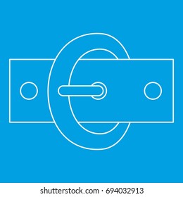 Oval buckle icon blue outline style isolated vector illustration. Thin line sign