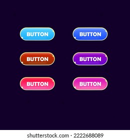 Oval Buttons Set With Vintage Golden Borders In Blue And Red Colors For Games UI Or E-Commerce Vector Design