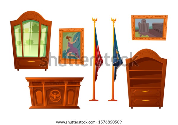 Oval Cabinet Furniture Set Office Interior Stock Vector Royalty Free