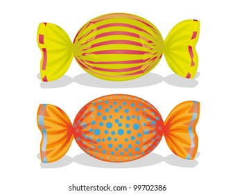 oval candies with packaging lines and points