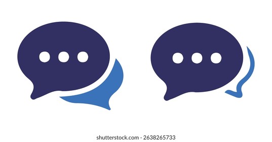 Oval Chat Bubble Icons – Minimalist Black Elliptical Speech Bubbles with Dots. vector eps 10