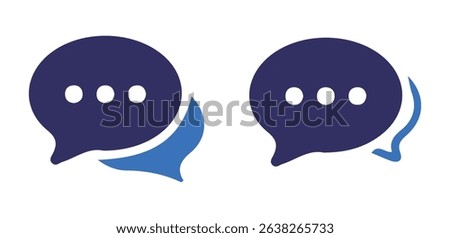 Oval Chat Bubble Icons – Minimalist Black Elliptical Speech Bubbles with Dots. vector eps 10
