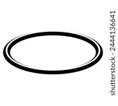 Oval checkmark price tag with curved lines, doodles, underlined oval