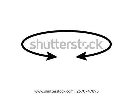 Oval circle double arrow icon. Ellipse orbit line arrow symbol. Oval circumference sign. Vector illustration isolated on white background.