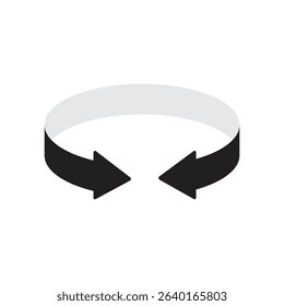 Oval circle double arrow icons set. Ellipse orbit line arrow symbol. opposite arrow sign. Vector illustration isolated on white background.