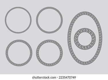 Oval- und Kreissenrahmen im griechischen Stil, andere Dicke, Lineal, Vektorgrafiken