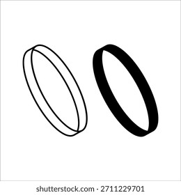 Icono de círculo ovalado. Símbolo de flecha de línea de órbita. Signo de circunferencia oval. Ilustración vectorial aislada en un fondo blanco.
