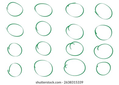Oval, circle line, vector set in . Red frames outline in hand drawn style. Doddle abstract forms for social net. Design EPS 10 