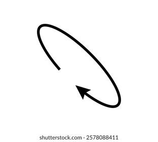 Oval circle rotate arrow icon. Ellipse orbit line arrow symbol. Oval circumference sign. Vector illustration isolated on white background.