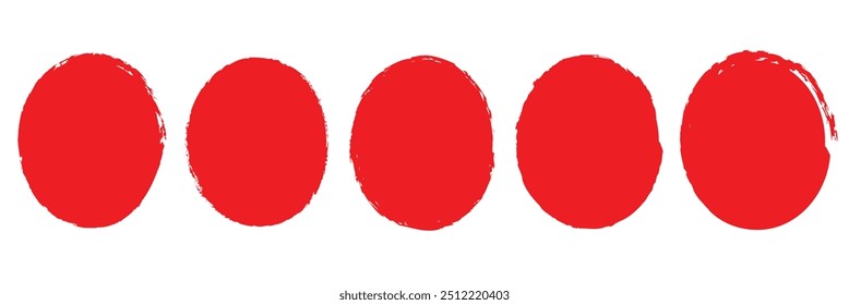 Oval and circle sketch shape, round charcoal marker, ink paint brush, grunge organic blob, irregular stain, black stroke spot isolated on white background. Abstract simple vector illustration EPS10