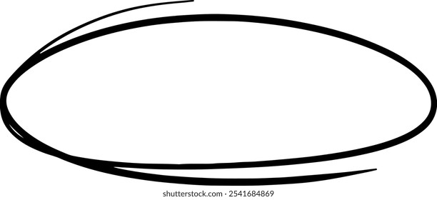 Oval circle underline. Doodle marker oval. 