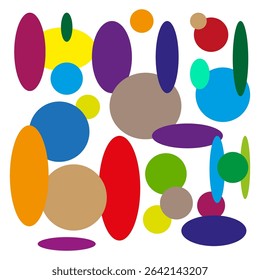 Oval and circle. Vector ellipse mix. Bright abstract form. Multicolor bubble shape. Print