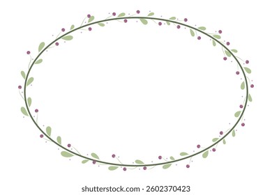 Oval Circle Wreath Frame And Green Leaf Decoration