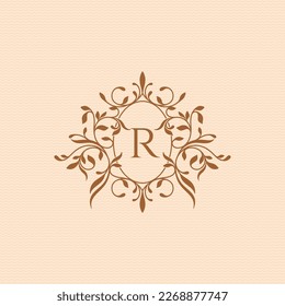 Ovale klassische Monogrammrahmen. Blumendekorative Elemente.