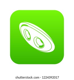 Oval clothes button icon green vector isolated on white background