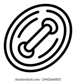 Oval clothing button icon outline vector. Textile fastener item. Needlework material hole
