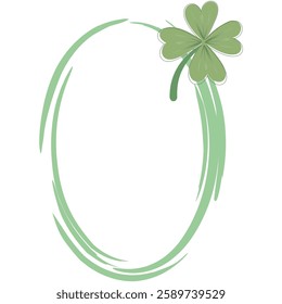 Oval Clover Frame with Green Brush Stroke Design for St. Patrick's Day