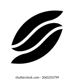 Oval-Coffbohnen-Logo aus drei eleganten, blattförmigen Streifen Stockillustration