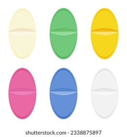 Oval colorful tablets set isolated on white background