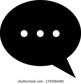Icono de comentario oval. Diseño plano libre, vector blanco y negro