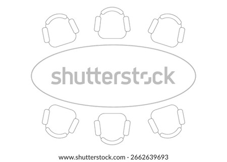 Oval Conference Table and 6 Chairs - Top View Architectural Layout. 3