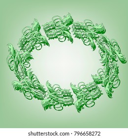 oval of curls on a green background
